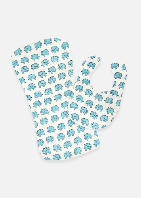 Newborn Bib Burp Cloth - Haathi March